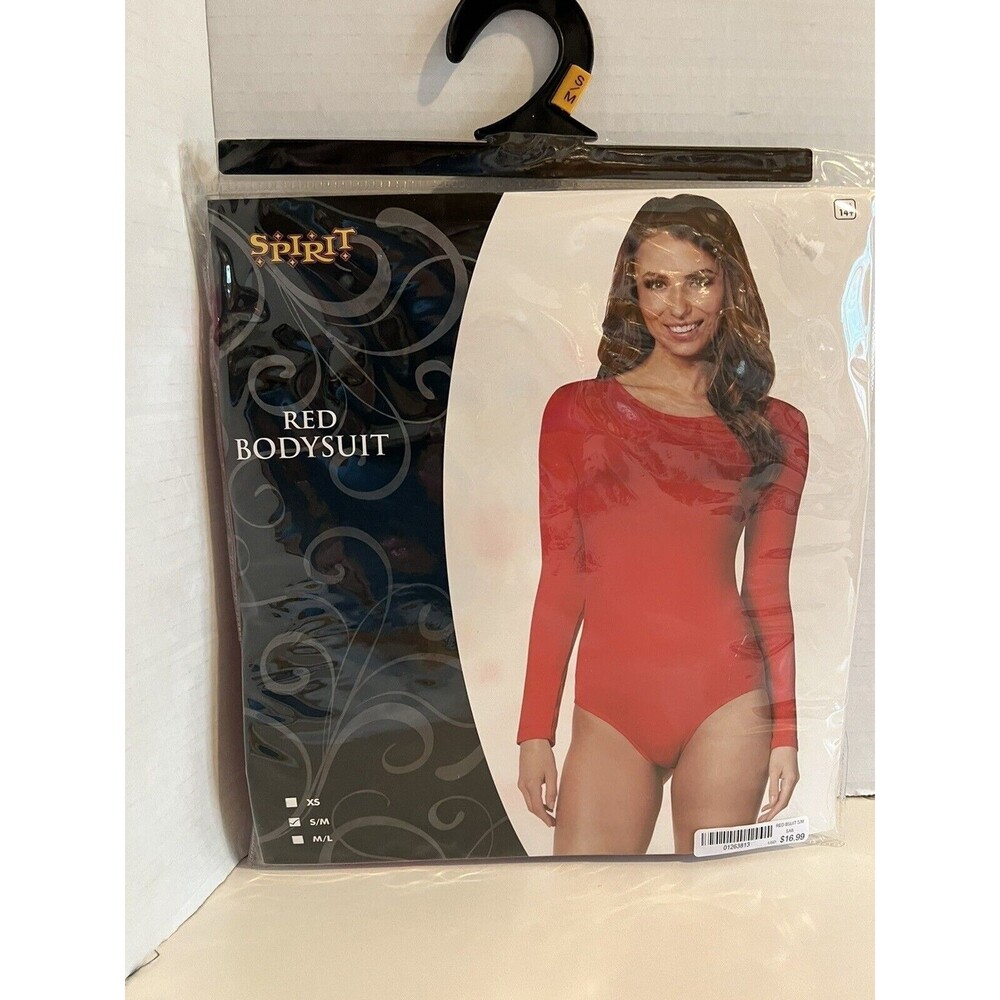 NEW Spirit Halloween Red Body Suit Costume Dress Up Dance Theater Gymnast S/M
